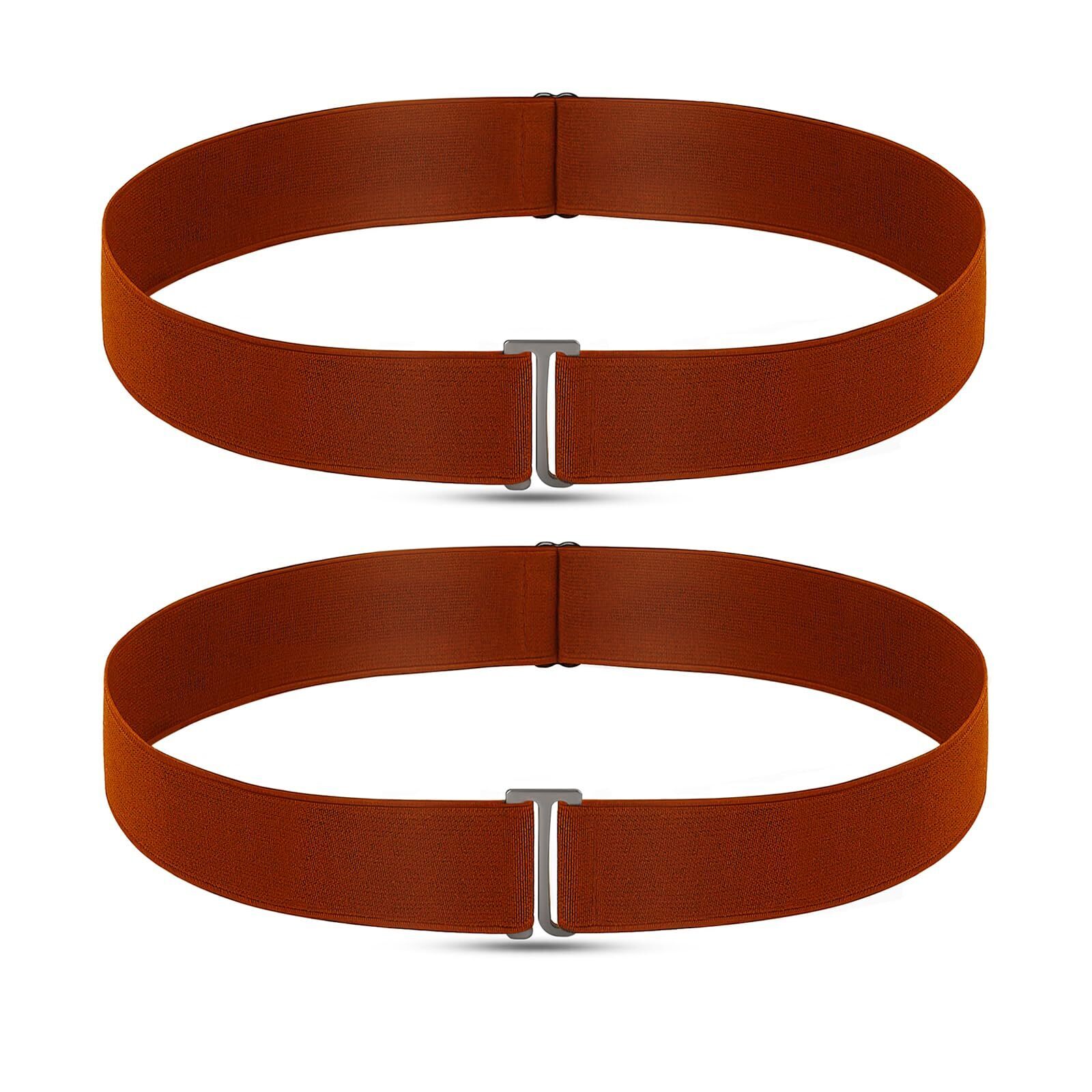 4753 Two Packs Brown Elastic Belts, No Show Invisible Belts For Women Men